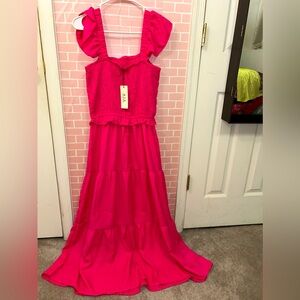 Hot pink summer maxi dress